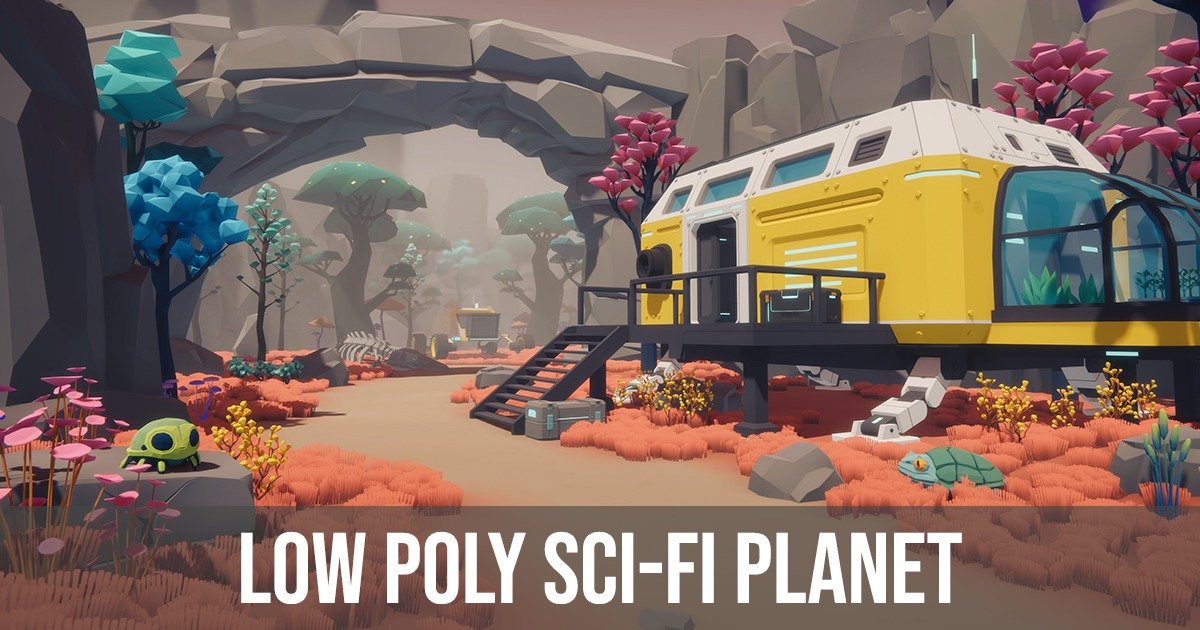 Low Poly Sci-Fi Planet Base - Space Station | 3D Sci-Fi