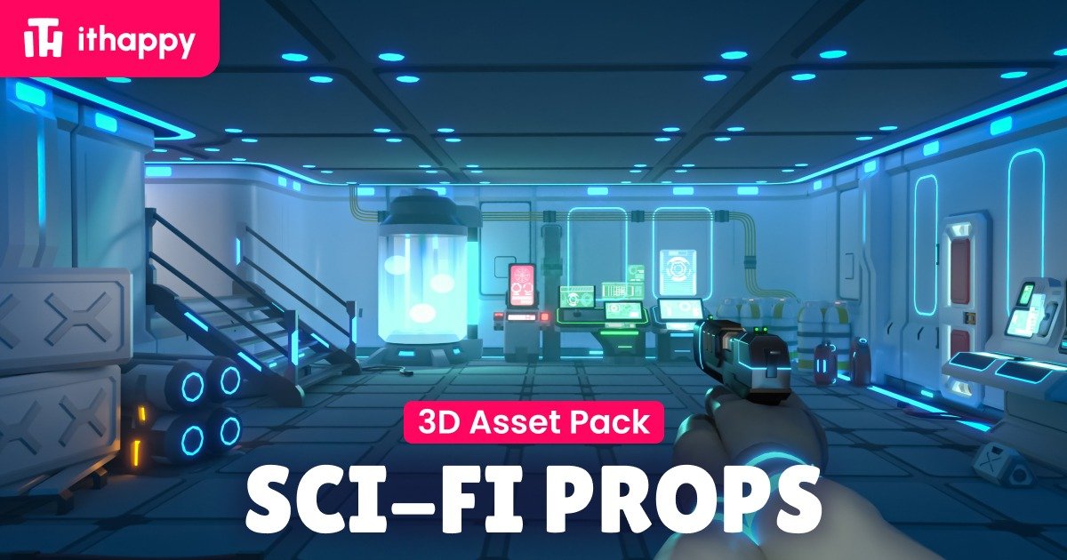 Sci-Fi Props - Low Poly 3D Models Pack | 3D Props